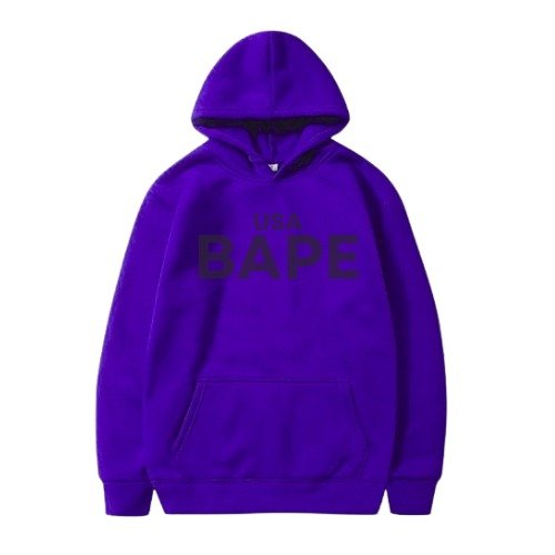 Purple Graphic Hoodie with “USA BAPE”