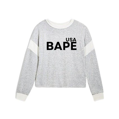 USA BAPE Grey Crewneck Sweatshirt