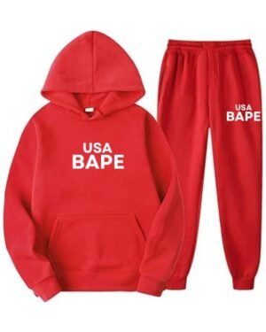 Vibrant Red Tracksuit with USA BAPE Logo