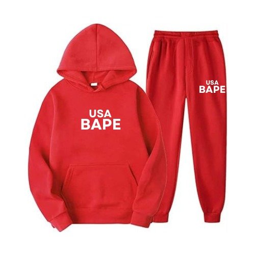 Vibrant Red Tracksuit with USA BAPE Logo